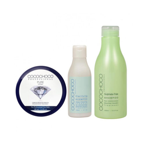 Pure Brazilian Keratin COCOCHOCO 100ml + Clarifying Shampoo 150ml + Sulphate-Free Shampoo 400ml COCOCHOCO
