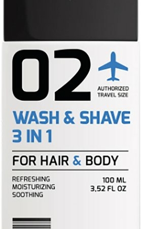Hairways 02 Wash & Shave 3 in 1 – 100 ml – Reisformaat met shampoo, douchegel en scheergel