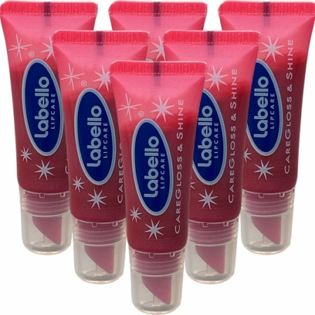 Labello Lipcare CareGloss & Shine Pink Lip Balm/Gloss 10ml x 6